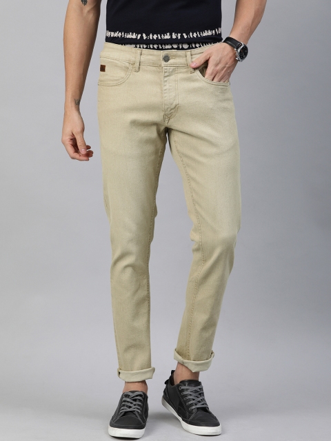 

WROGN Men Beige Slim Fit Mid-Rise Clean Look Stretchable Jeans