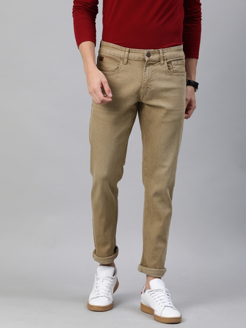 

WROGN Men Khaki Slim Fit Mid-Rise Clean Look Stretchable Jeans