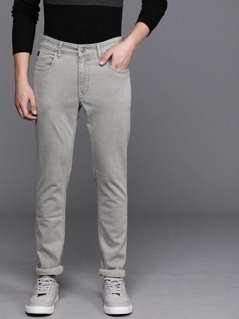 

WROGN Men Grey Slim Fit Mid-Rise Clean Look Stretchable Jeans