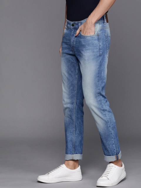 

WROGN Men Blue Slim Fit Mid-Rise Clean Look Stretchable Acid Wash Jeans