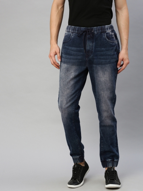 

WROGN Men Blue Jogger Mid-Rise Clean Look Stretchable Jeans