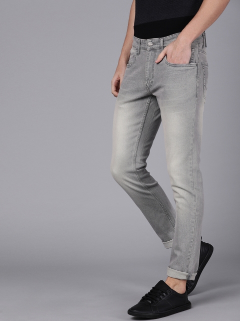 

WROGN Men Grey Slim Fit Mid-Rise Clean Look Stretchable Jeans