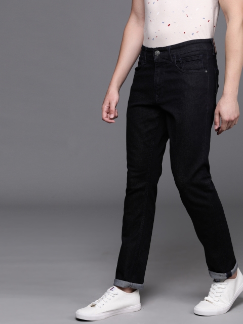 

WROGN Mens Navy Blue Solid Slim Fit Casual Jeans