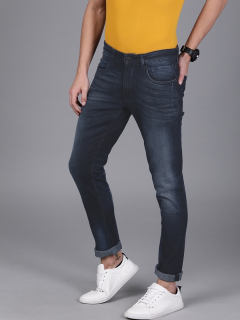 

WROGN Men Blue Slim Fit Mid-Rise Low Distress Stretchable Jeans