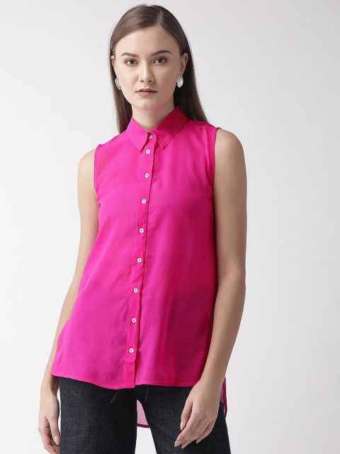 

Vaak Women Fuchsia Sheer Regular Fit Solid Casual Shirt