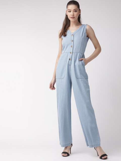 

20Dresses Women Blue Denim Solid Basic Jumpsuit