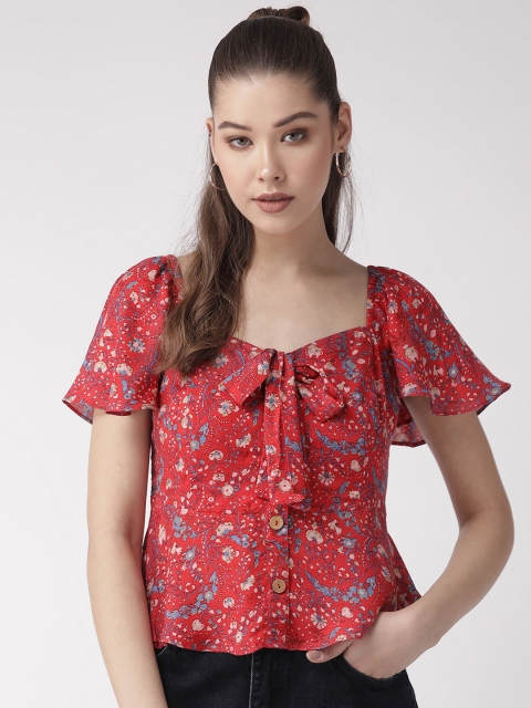 20Dresses Women Red & Blue Floral Print A-Line Top
