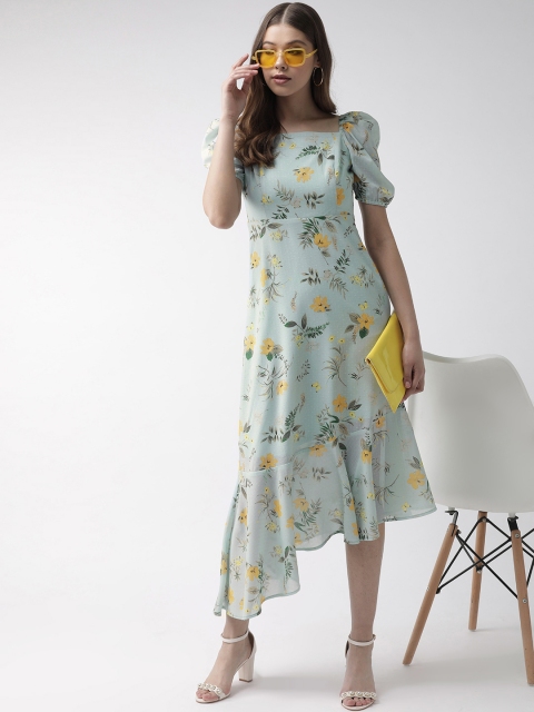 

20Dresses Women Blue & Yellow Floral Print A-Line Dress