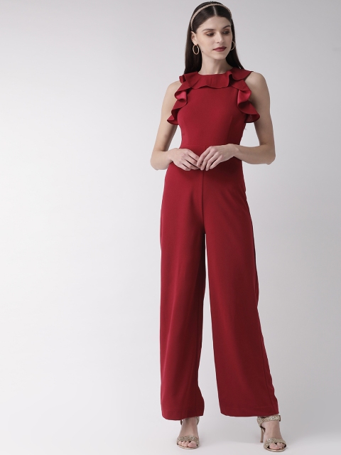 

20Dresses Women Maroon Solid Ruffled Basic Jumpsuit