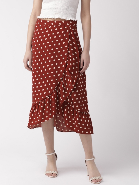 

20Dresses Women Rust Brown & Off-White Printed Wrap Skirt