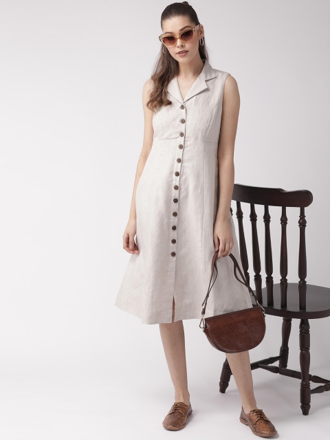 

20Dresses Women Beige Solid Shirt Dress
