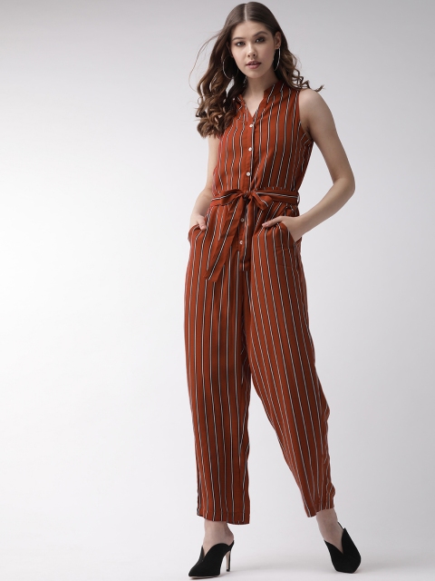 

20Dresses Women Rust Orange & White Striped Basic Jumpsuit