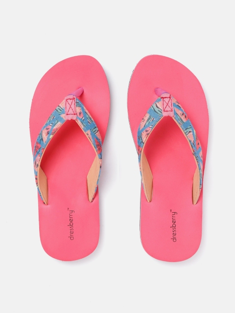 

DressBerry Women Blue & Pink Printed Thong Flip-Flops