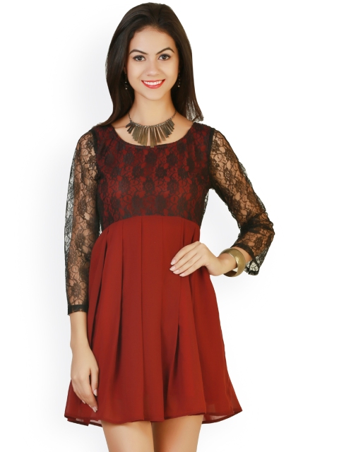 

Belle Fille Maroon Fit & Flare Dress