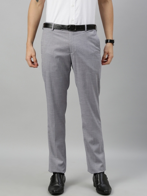 

U.S. Polo Assn. Men Grey Tailored Fit Solid Formal Trousers
