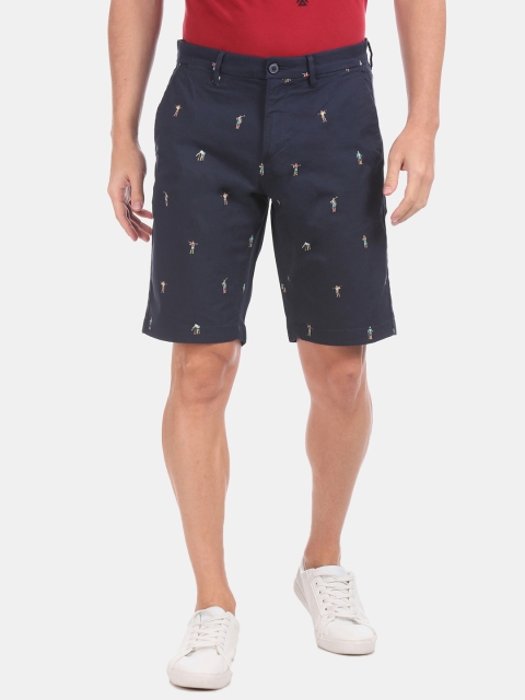 

U.S. Polo Assn. Men Navy Blue Solid Slim Fit Regular Shorts