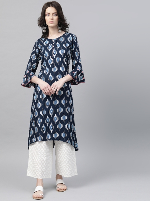 

Anubhutee Women Navy Blue & White Printed Kurta with Palazzos