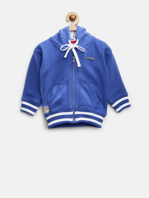 

Gini and Jony Boys Blue Printed Hooded Sweatshirt