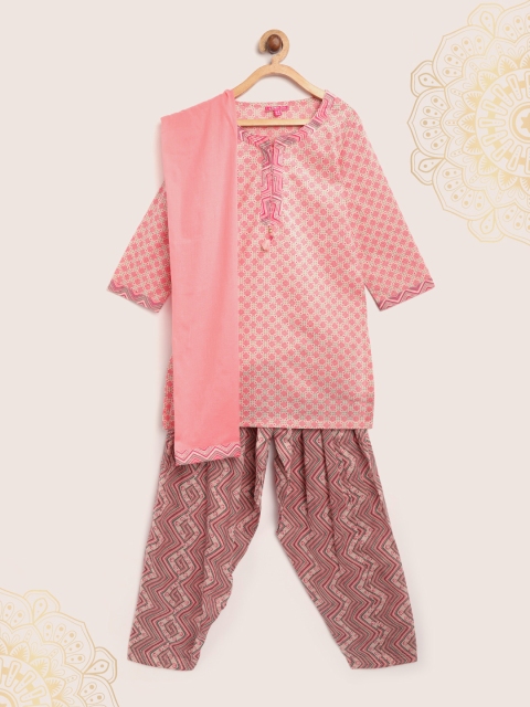 

Biba Girls Pink & Green Printed Kurta with Salwar & Dupatta