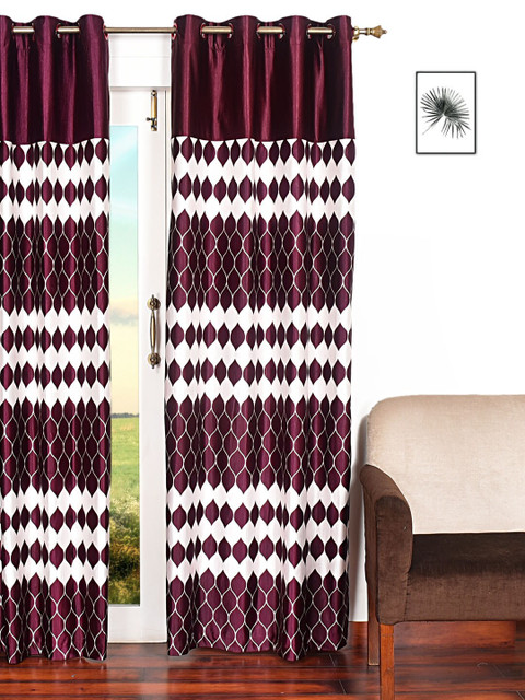 

Ariana Burgundy & White Room Darkening Door Curtain