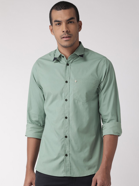 

Hubberholme Men Green Regular Fit Solid Formal Shirt