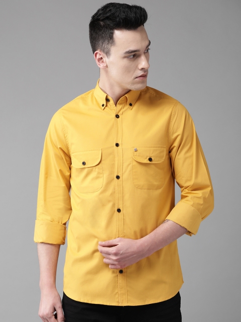 

Hubberholme Men Mustard Yellow Regular Fit Solid Casual Shirt