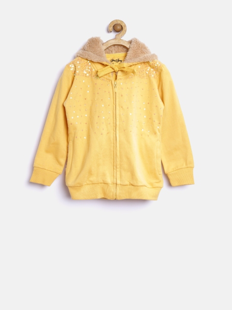 

Gini and Jony Girls Yellow Sequinned Hooded Sweatshirt