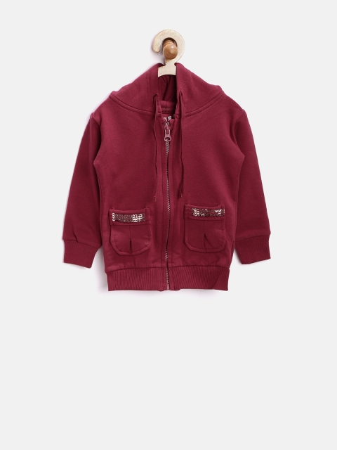 

Gini & Jony Girls Maroon Hooded Sweatshirt