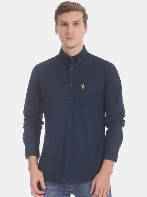 

U.S. Polo Assn. Men Navy Blue Regular Fit Solid Casual Shirt
