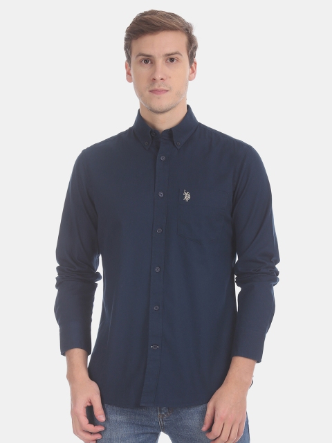 

U.S. Polo Assn. Men Navy Blue Regular Fit Solid Casual Shirt
