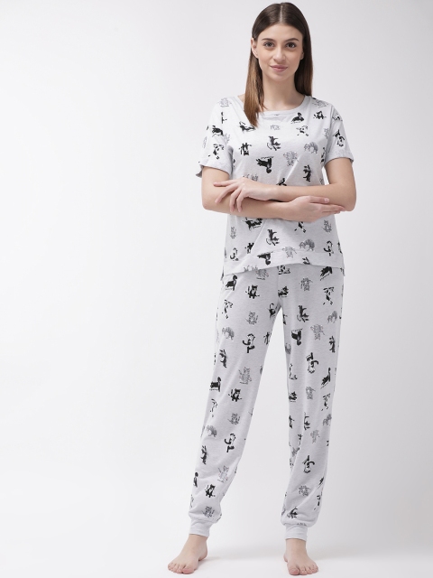 

Marks & Spencer Women Blue & Black Cat Print Pyjamas Set