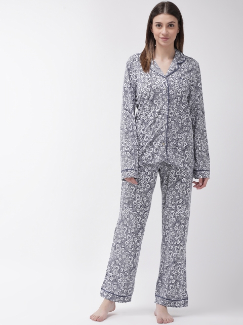 

Marks & Spencer Women Blue & White Printed Nightsuit