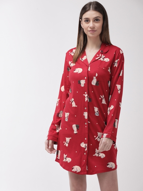 

Marks & Spencer Red & Off-White Printed Nightdress