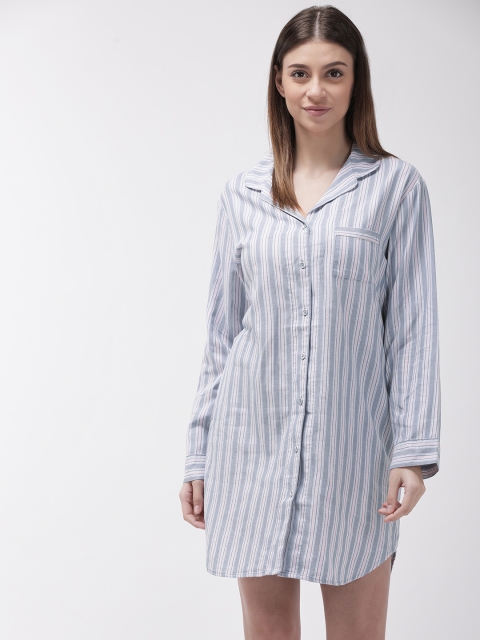 

Marks & Spencer Blue & Pink Striped Nightdress