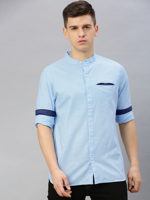 

WROGN Men Blue Slim Fit Solid Casual Shirt