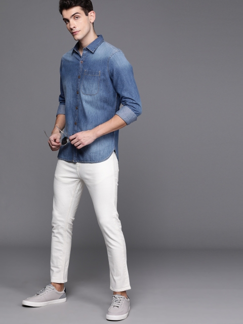 

WROGN Men Blue Slim Fit Faded Casual Denim Shirt