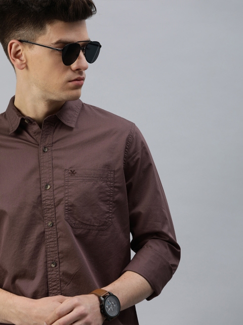 

WROGN Men Burgundy Slim Fit Solid Casual Shirt