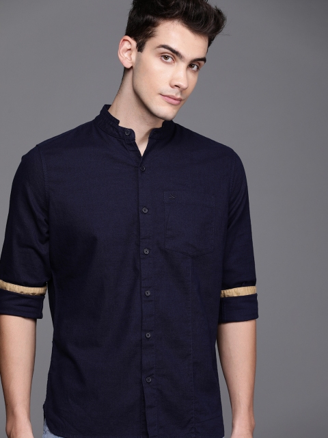 

WROGN Men Navy Blue Slim Fit Solid Casual Shirt
