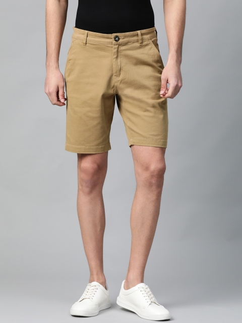

WROGN Men Khaki Solid Regular Fit Chino Shorts