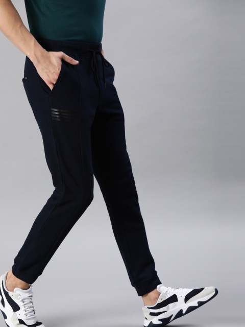Men Navy Blue Solid Slim Fit Joggers