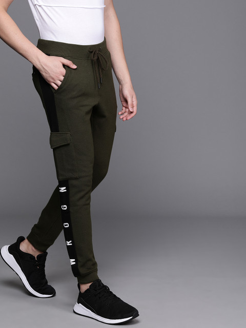 Wrogn Olive Green Printed Joggers for 