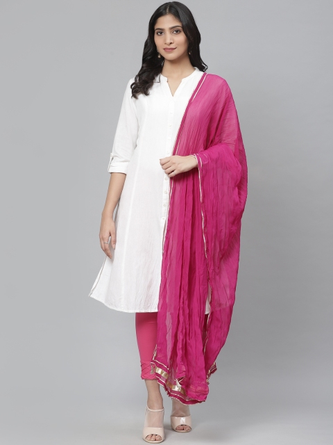 

Rangriti Pink Solid Crinkled Dupatta