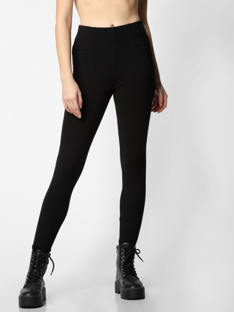 

ONLY Women Black Solid Skinny Fit Treggings