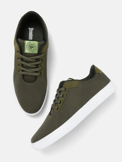 

Roadster Men Olive Green Woven Design Sneakers