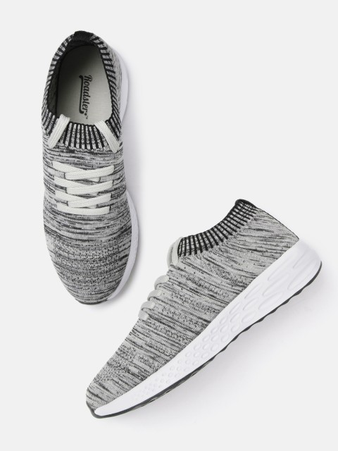 

Roadster Men Grey & Black Woven Design Sneakers