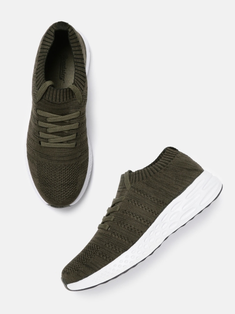 

Roadster Men Olive Green Woven Design Sneakers