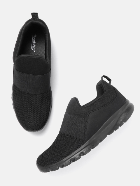 

Roadster Men Black Woven Design Slip-On Sneakers