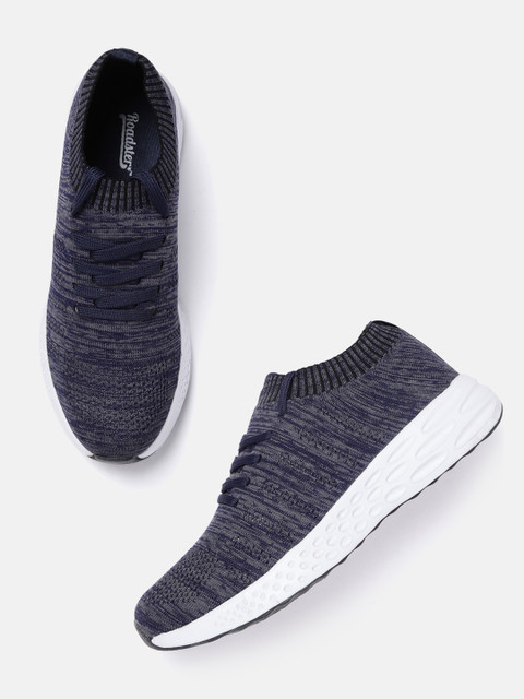 

Roadster Men Navy Blue & Charcoal Grey Woven Design Sneakers