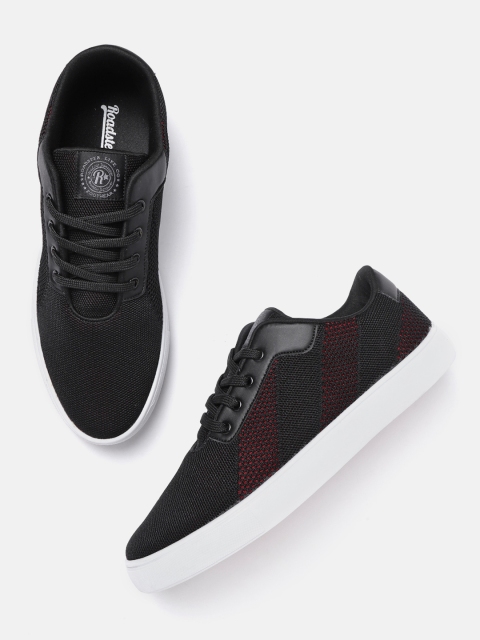 

Roadster Men Black & Red Woven Design Sneakers