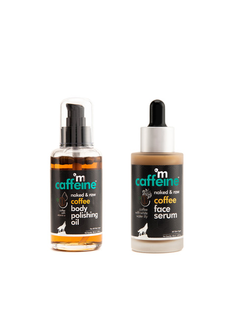 

MCaffeine Set Of Naked & Raw Coffee Body Polishing Oil And Face Serum, Black